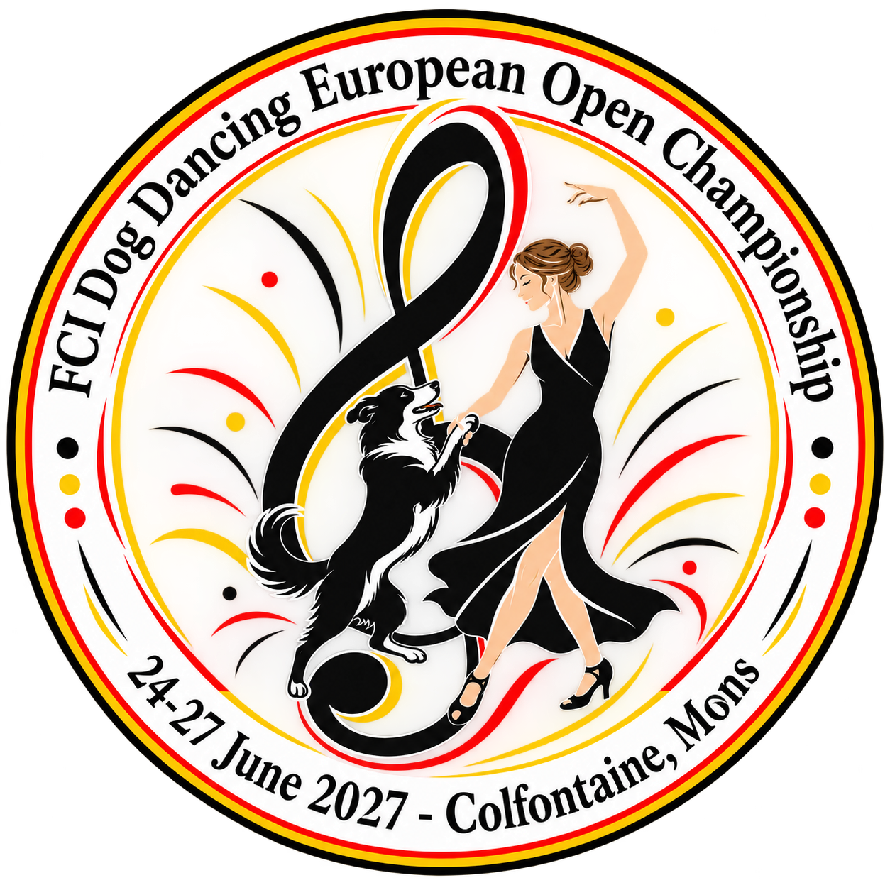 Official logo of the FCI Dog Dancing European Open Championship, 24–27 June 2027, Colfontaine, Mons